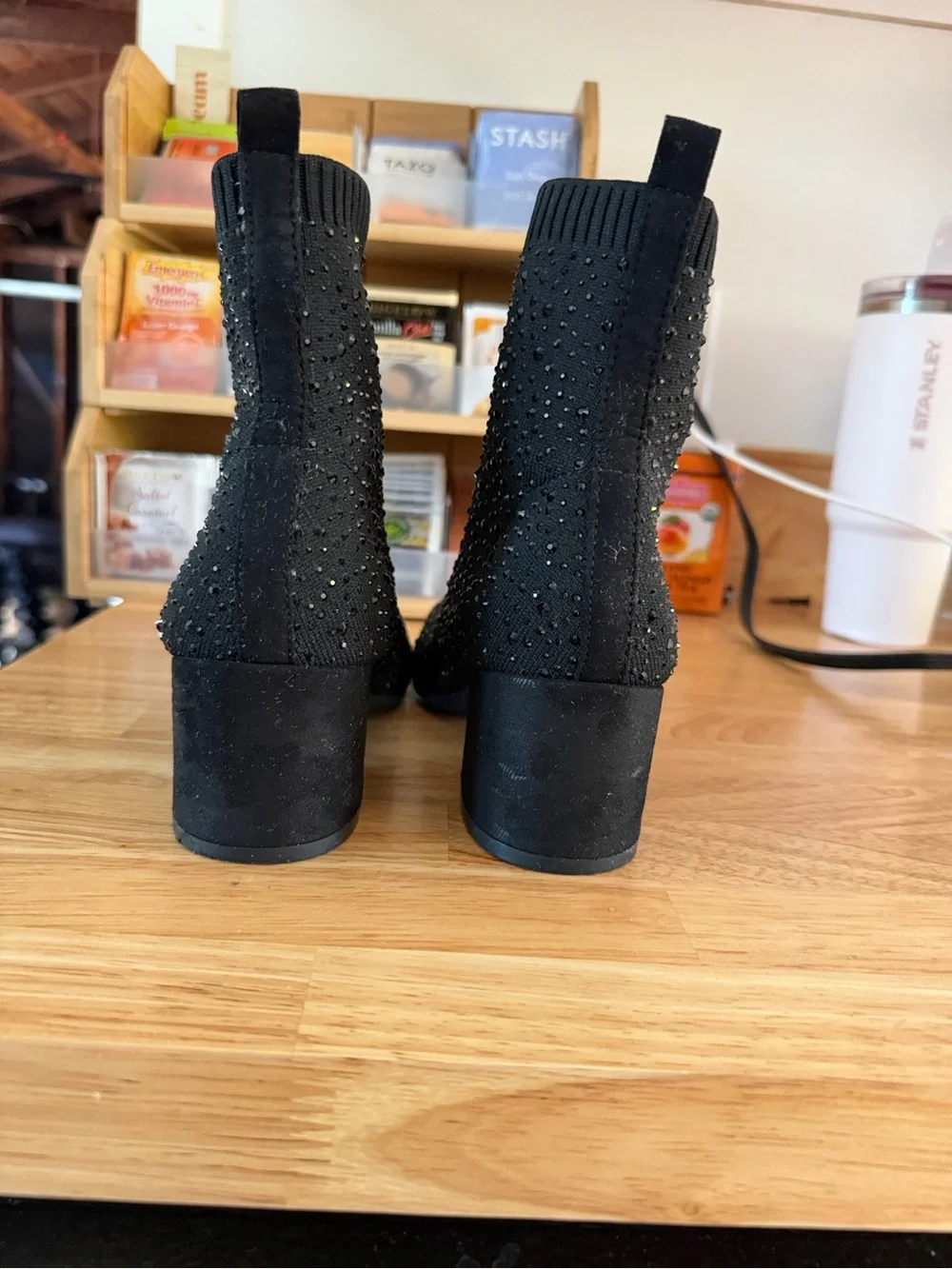 Reaction Kenneth Cole Black Crystal Knit Sock Booties